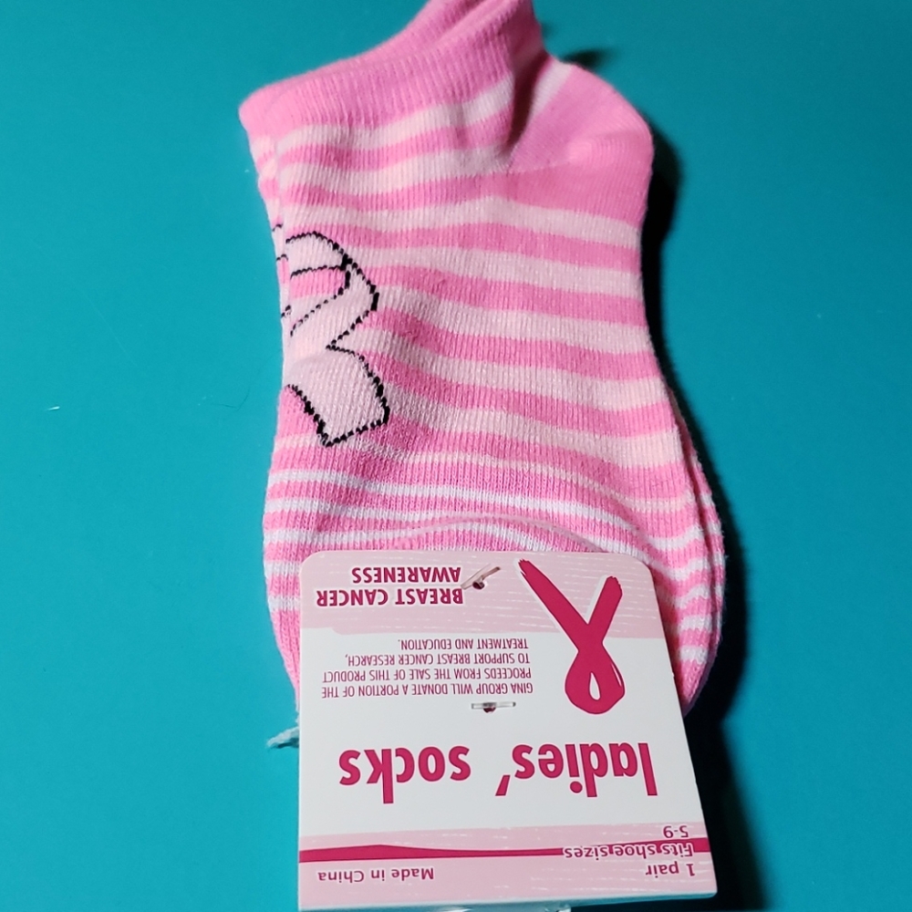 Breast cancer awareness Ribbon Pink ankle socks